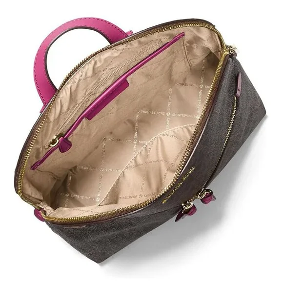 Michael Kors Dallas Medium Signature Logo Backpack – Deep Fuchsia - Picture 3 of 5